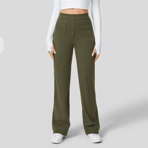 NWT  Viral Halara High Waisted Button Straight Leg Pants size M